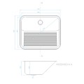 Kuchinox Eko zlewozmywak gospodarczy gładki inox wolnowiszący 53x63,5x25,5 cm-rys.tech.