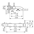 Ferro Ciriculus bateria wannowa z natryskiem gun metal
