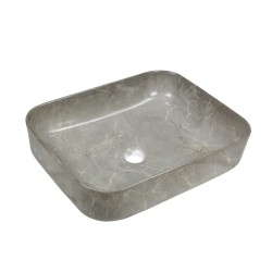 Invena Florina umywalka nablatowa prostokątna 40x51 cm szary połysk marmur