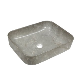 Invena Florina umywalka nablatowa prostokątna 40x51 cm szary połysk marmur