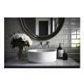 Invena Glamour umywalka nablatowa ryflowana okrągła 36x36 cm biały połysk