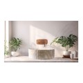 Invena Glamour umywalka nablatowa ryflowana okrągła 36x36 cm beż połysk marmur