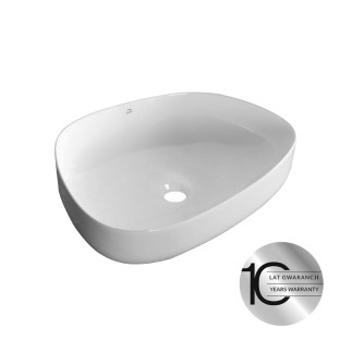 Laveo Asymmetric umywalka nablatowa ceramiczna biała 48 x 36 cm