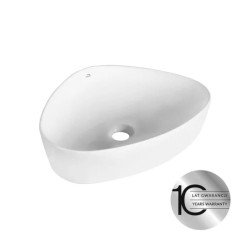 Laveo Asymmetric umywalka nablatowa ceramiczna biała 50,5 x 41 cm