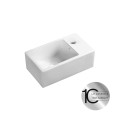 Laveo Kvadrato umywalka nablatowa/ścienna ceramiczna z miejscem na baterie  biała 35 x 21 cm