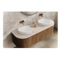 Laveo Asymmetric umywalka nablatowa ceramiczna biała 50,5 x 41 cm