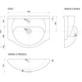 Defra Roberto umywalka 55x42cm rys. techniczny