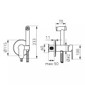 Ferro Nostris bateria bidetowa podtynkowa chrom - rysunek techniczny.