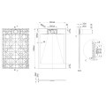 Invena Alvero brodzik prostokątny 80x120 cm - rysunek techniczny.
