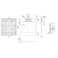 Invena Alvero Trend brodzik kwadratowy 80x90 cm - rysunek techniczny.