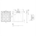 Invena Alvero brodzik prostokątny 90x100 cm - rysunek techniczny.