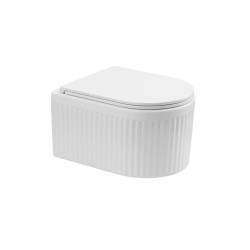 Invena Glamour Trend  miska WC ryflowana biała z deską wolnoopadającą