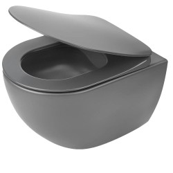 Deante Peonia Miska WC wisząca z deską bezkołnierzowa antracyt/titanium