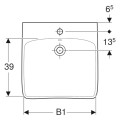 Geberit Selnova Comfort umywalka ścienna dla niepełnosprawnych 65x55 cm.
