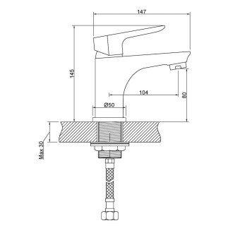Invena Dokos bateria umywalkowa stojąca chrom