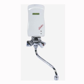 Elektromet LIDER 4,5 kW przepływowy ogrzewacz wody z baterią i wylewką 150 mm umywalkowy biały