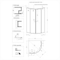Invena Vitoria kabina prysznicowa półokrągła drzwi przesówne 90x90 cm - rysunek techniczny.