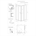 Invena Parla kabina prysznicowa kwadratowa drzwi przesuwne 80 x 80 cm - rysunek techniczny.