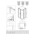 Deante Funkia Evo kabina prysznicowa kwadratowa titanium 80x80cm- rysunek techniczny