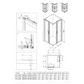 Deante Funkia Evo kabina prysznicowa prostokątna chrom 80x90cm- rysunek techniczny