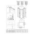 Deante Funkia Evo kabina prysznicowa kwadratowa chrom 80x80cm- rysunek techniczny