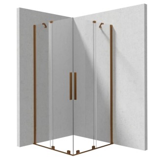 Deante Prizma kabina prysznicowa kwadratowa podwójna ścianka przesuwna walk-in 90x90cm brąz szczotkowany