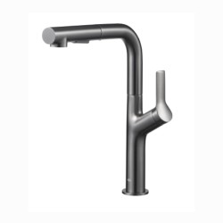Kfa Duero Basic bateria zlewozmywakowa stojąca z wyciąganą wylewką 2-funkcyjną gun metal.