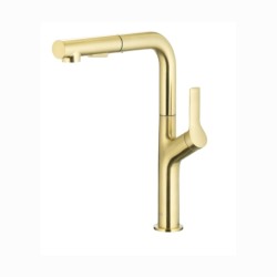 Kfa Duero Basic bateria zlewozmywakowa stojąca z wyciąganą wylewką 2-funkcyjną light gold.