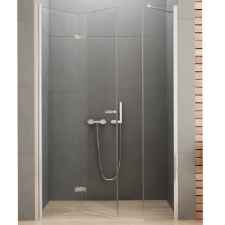 New Trendy New Soleo drzwi wnękowe składane z dodatkową ścianką lewe 100 cm chrom