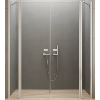 New Trendy New Soleo drzwi wnękowe wahadłowe podwójne plus dwie ścianki 160 cm chrom