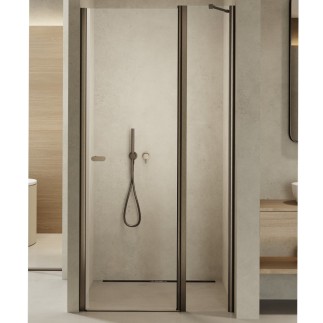 New Trendy New Soleo drzwi wnękowe wahadłowe pojedyncze 110 cm plus ścianka z zawiasem, wspornik skośny gunmetal