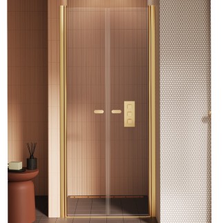 New Trendy New Soleo drzwi wnękowe wahadłowe podwójne 120 cm złoto szczotkowane