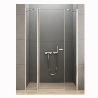 New Trendy New Soleo drzwi wnękowe wahadłowe pojedyncze 140 cm plus dwie ścianki chrom