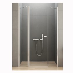 New Trendy New Soleo drzwi wnękowe wahadłowe pojedyncze 130 cm plus dwie ścianki chrom