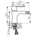 Ferro Algeo bateria bidetowa chrom - rysunek techniczny