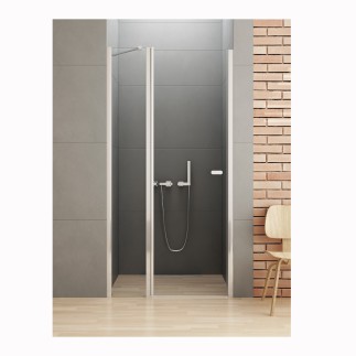New Trendy New Soleo drzwi wnekowe wahadłowe pojedyncze 90 cm plus ścianka z zawiasem chrom