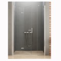 New Trendy New Soleo drzwi wnękowe składane lewe 120 cm z dodatkową ścianką chrom