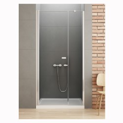 New Trendy New Soleo drzwi wnękowe wahadłowe 100 cm z dodatkową ścianką, wspornik prosty chrom