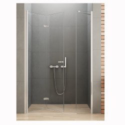 New Trendy New Soleo drzwi wnękowe składane lewe 140 cm z dodatkową ścianką chrom