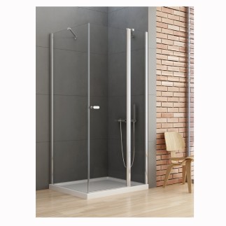 New Trendy New Soleo kabina prysznicowa prostokątna drzwi pojedyncze, wspornik skośny plus ścianka z zawiasem 120x90 cm chrom