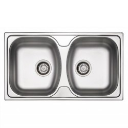 Deante Techno zlewozmywak stalowy 2-komorowy 79,0x44,0x13,0 cm satyna