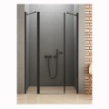 New Trendy New Soleo Black drzwi wnękowe wahadłowe pojedyncze plus dwie ścianki 150 cm czarne