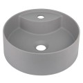 Deante Silia umywalka granitowa nablatowa z miejscem na baterię 36cm szary metalik
