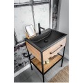 Laveo Albano umywalka meblowa granitowa czarna 44x60x11 cm