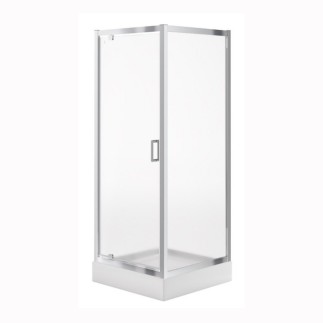 Cersanit Arteco kabina prysznicowa kwadratowa, szkło transparentne 80x80x190 cm chrom plus brodzik Tako 16 cm biały