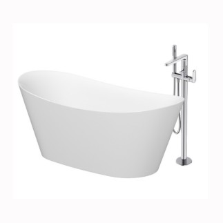 Cersanit Inverto wanna wolnostojąca owalna 170x80 cm biała z baterią wolnostojącą chrom
