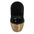 Rea Carlo mini miska WC wisząca bezkołnierzowa z deską wolnoopadającą Brush Gold Black