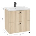 Defra Rietti D60 szafka pod umywalkę z szufladami dąb jasny 60cm