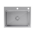QUADRON LUKE 110 Workstation zlewozmywak stalowy, jednokomorowy, wpuszczany,58x45 stal szlachetna +