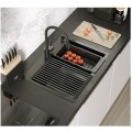 QUADRON LUKE 110 Workstation zlewozmywak stalowy, jednokomorowy, wpuszczany,58x45 black metal + des